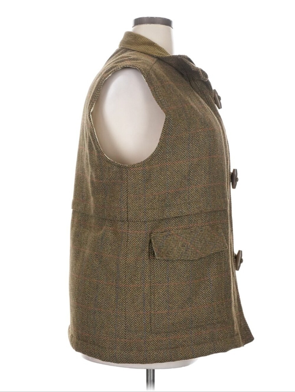 Yerse Barcelona Wool Blend Herringbone Toggle Vest XXL Olive Country Heritage - Picture 4 of 9